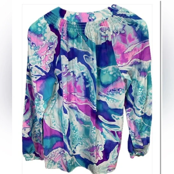 Lilly Pulitzer Elsa Purple Opal Swell Aquainted Blouse Size Small - Picture 5 of 8